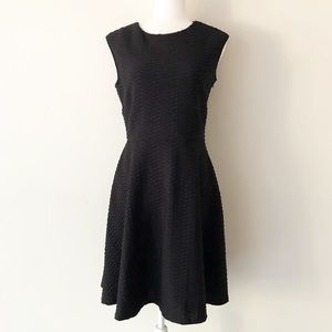 Chetta B | Black Textured Sleeveless A-Line Dress